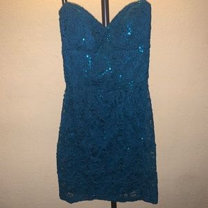 Aqua Blue Sequined Dress